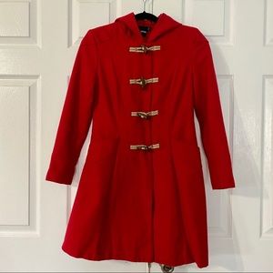 ASOS Petite Red Wool Toggle Coat sz 2 Excellent Co